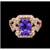 Image 2 : 3.17 ctw Tanzanite and Diamond Ring - 14KT Rose Gold