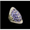 Image 1 : 14KT Yellow Gold 7.21 ctw Tanzanite and Diamond Ring