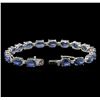 Image 3 : 32.64 ctw Blue Sapphire and Diamond Bracelet - 14KT White Gold