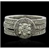 Image 3 : 14KT White Gold 1.87 ctw Diamond Ring Wedding Set