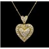 Image 1 : 14KT Yellow Gold 0.85 ctw Diamond Heart Pendant With Chain