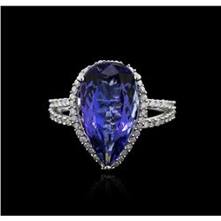 14KT White Gold 5.36 ctw Tanzanite and Diamond Ring