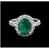 Image 2 : 2.65 ctw Emerald and Diamond Ring - 14KT White Gold
