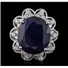 Image 1 : 14KT White Gold 11.61 ctw Sapphire and Diamond Ring