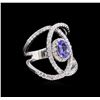 Image 1 : 0.82 ctw Tanzanite and Diamond Ring - 14KT White Gold