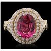 Image 1 : 14KT Yellow Gold 3.17 ctw Tourmaline and Diamond Ring