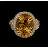Image 2 : 14KT Yellow Gold 7.71 ctw Citrine Quartz and Diamond Ring