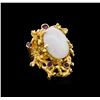 Image 1 : 8.31 ctw Jade and Amethyst Ring - 14KT Yellow Gold
