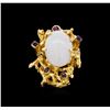 Image 2 : 8.31 ctw Jade and Amethyst Ring - 14KT Yellow Gold