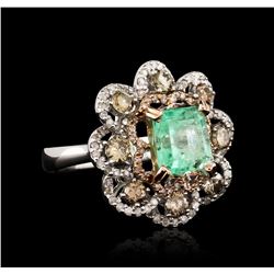 14KT White Gold 2.96 ctw Emerald and Diamond Ring