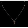 Image 2 : 14KT Rose Gold 0.26 ctw Diamond Cross Pendant With Chain