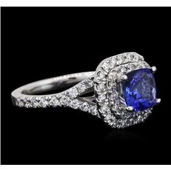 14KT White Gold 1.25 ctw Tanzanite and Diamond Ring
