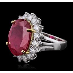 14KT White Gold 13.74 ctw Ruby and Diamond Ring