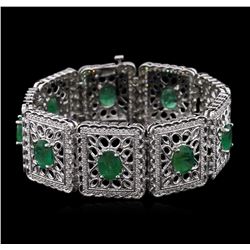 14KT White Gold 12.42 ctw Emerald and Diamond Bracelet
