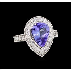 14KT White Gold 3.04 ctw Tanzanite and Diamond Ring