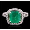 Image 2 : 14KT Two-Tone Gold 3.85 ctw Emerald and Diamond Ring