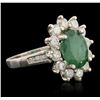 Image 1 : 14KT White Gold 2.96 ctw Emerald and Diamond Ring