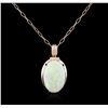 Image 1 : 14KT Rose Gold 12.92 ctw Opal and Diamond Pendant With Chain