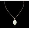 Image 2 : 14KT Rose Gold 12.92 ctw Opal and Diamond Pendant With Chain