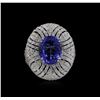 Image 2 : 5.56 ctw Tanzanite and Diamond Ring - 18KT White Gold