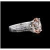 Image 1 : 3.13 ctw Morganite and Diamond Ring - 18KT White Gold