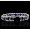 Image 3 : 14KT White Gold 21.50 ctw Sapphire and Diamond Bracelet