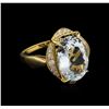 Image 1 : 6.34 ctw Aquamarine and Diamond Ring - 14KT Yellow Gold