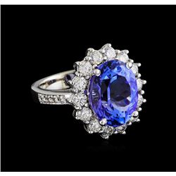 9.25 ctw Tanzanite and Diamond Ring - 14KT White Gold