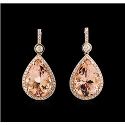 18.58 ctw Morganite and Diamond Earrings - 14KT Rose Gold