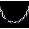 Image 2 : 16.81 ctw Blue Sapphire and Diamond Necklace - 14KT White Gold
