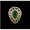 Image 2 : 14KT Two-Tone Gold 3.05 ctw Emerald and Diamond Ring