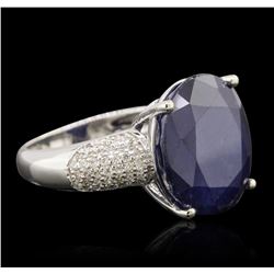 14KT White Gold 17.02 ctw Sapphire and Diamond Ring
