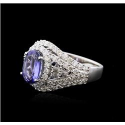 14KT White Gold 1.50 ctw Tanzanite and Diamond Ring