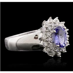 14KT White Gold 0.83 ctw Tanzanite and Diamond Ring