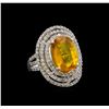 Image 1 : 10.69 ctw Yellow Sapphire and Diamond Ring - 14KT White Gold