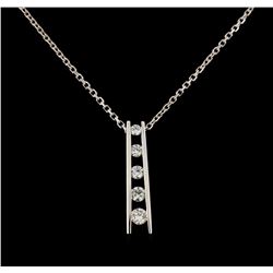 0.60 ctw Diamond Tower Necklace - 14KT White Gold