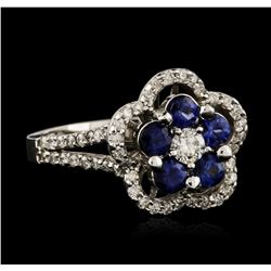 14KT White Gold 0.95 ctw Sapphire and Diamond Ring