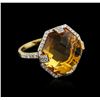 Image 1 : 14KT Yellow Gold 14.51 ctw Citrine and Diamond Ring