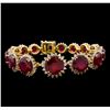 Image 1 : 53.80 ctw Ruby and Diamond Bracelet - 14KT Yellow Gold