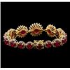 Image 2 : 53.80 ctw Ruby and Diamond Bracelet - 14KT Yellow Gold
