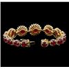 Image 3 : 53.80 ctw Ruby and Diamond Bracelet - 14KT Yellow Gold