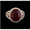 Image 2 : 10.42 ctw Ruby and Diamond Ring - 14KT Yellow Gold