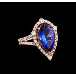 2.91 ctw Tanzanite and Diamond Ring - 14KT Rose Gold