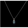 Image 2 : 14KT White Gold 5.06 ctw Aquamarine and Diamond Pendant With Chain