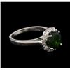 Image 2 : 2.45 ctw Green Tourmaline and Diamond Ring - 14KT White Gold