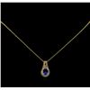 Image 2 : 2.35 ctw Tanzanite and Diamond Pendant With Chain - 14KT Yellow Gold