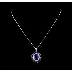 14.83 ctw Sapphire and Diamond Pendant With Chain - 14KT White Gold