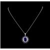 Image 1 : 14.83 ctw Sapphire and Diamond Pendant With Chain - 14KT White Gold