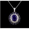 Image 2 : 14.83 ctw Sapphire and Diamond Pendant With Chain - 14KT White Gold