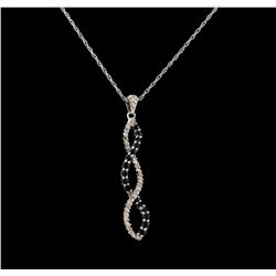 0.50 ctw Black and White Diamond Necklace - 10KT White Gold